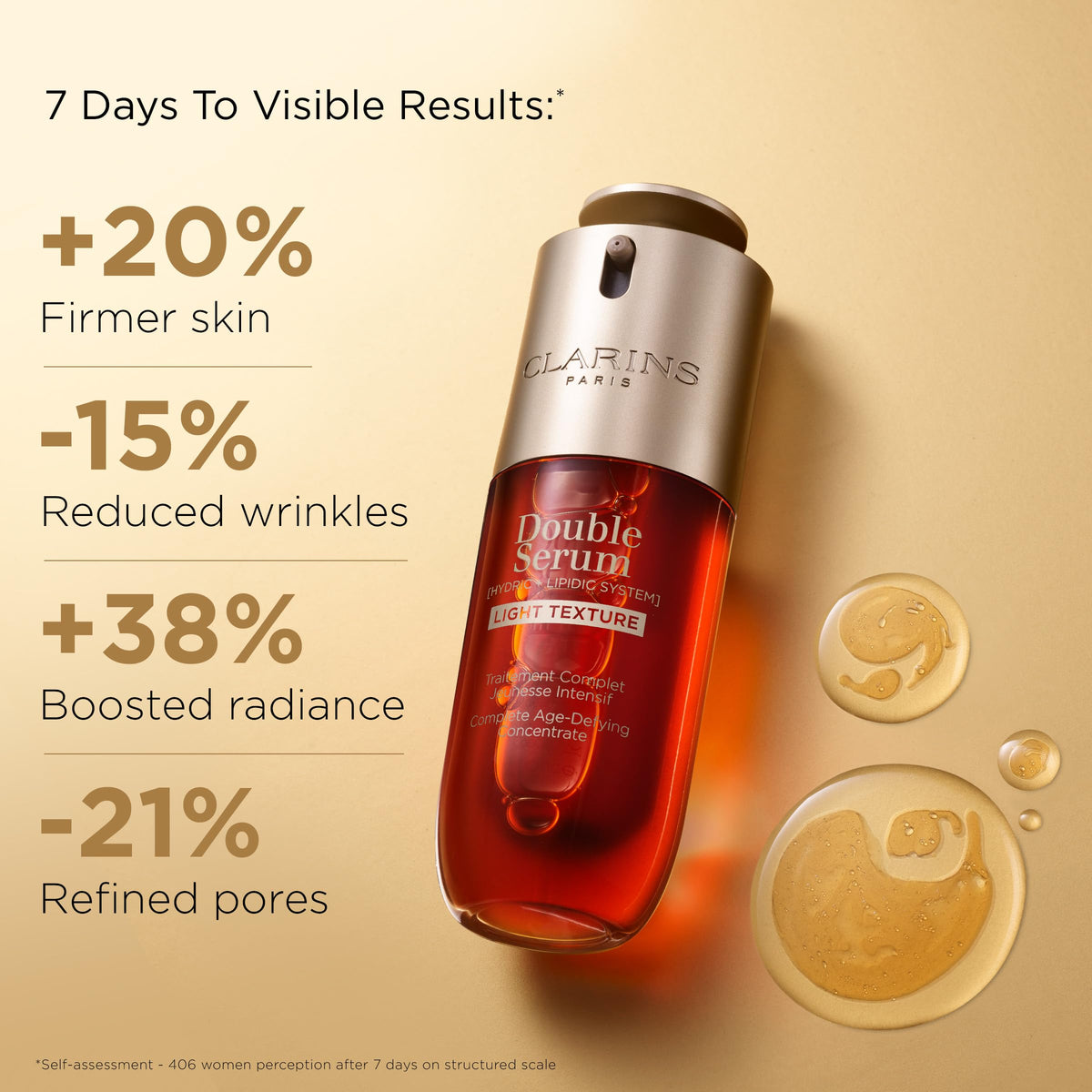 Clarins Double Serum Light Texture bottle pump for easy daily application