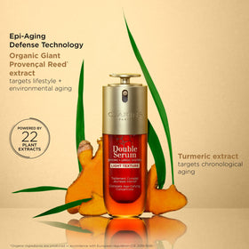 Morning application of Clarins Double Serum Light Texture for a refreshed look