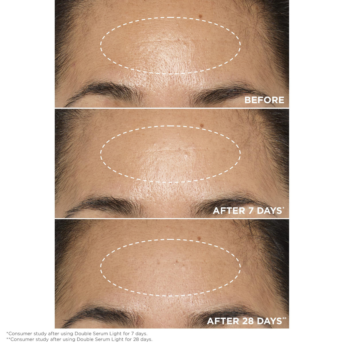 Swirl of Clarins Double Serum Light Texture on skin demonstrates smooth absorption