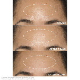Swirl of Clarins Double Serum Light Texture on skin demonstrates smooth absorption