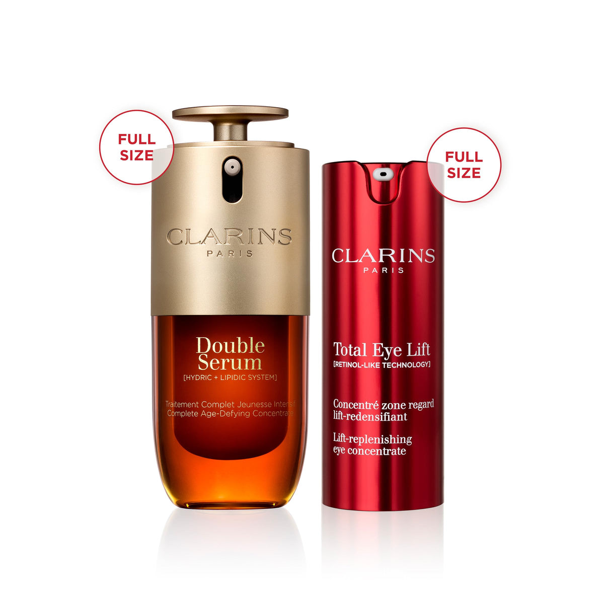 Clarins Double Serum texture swirl demonstrates lightweight absorption.