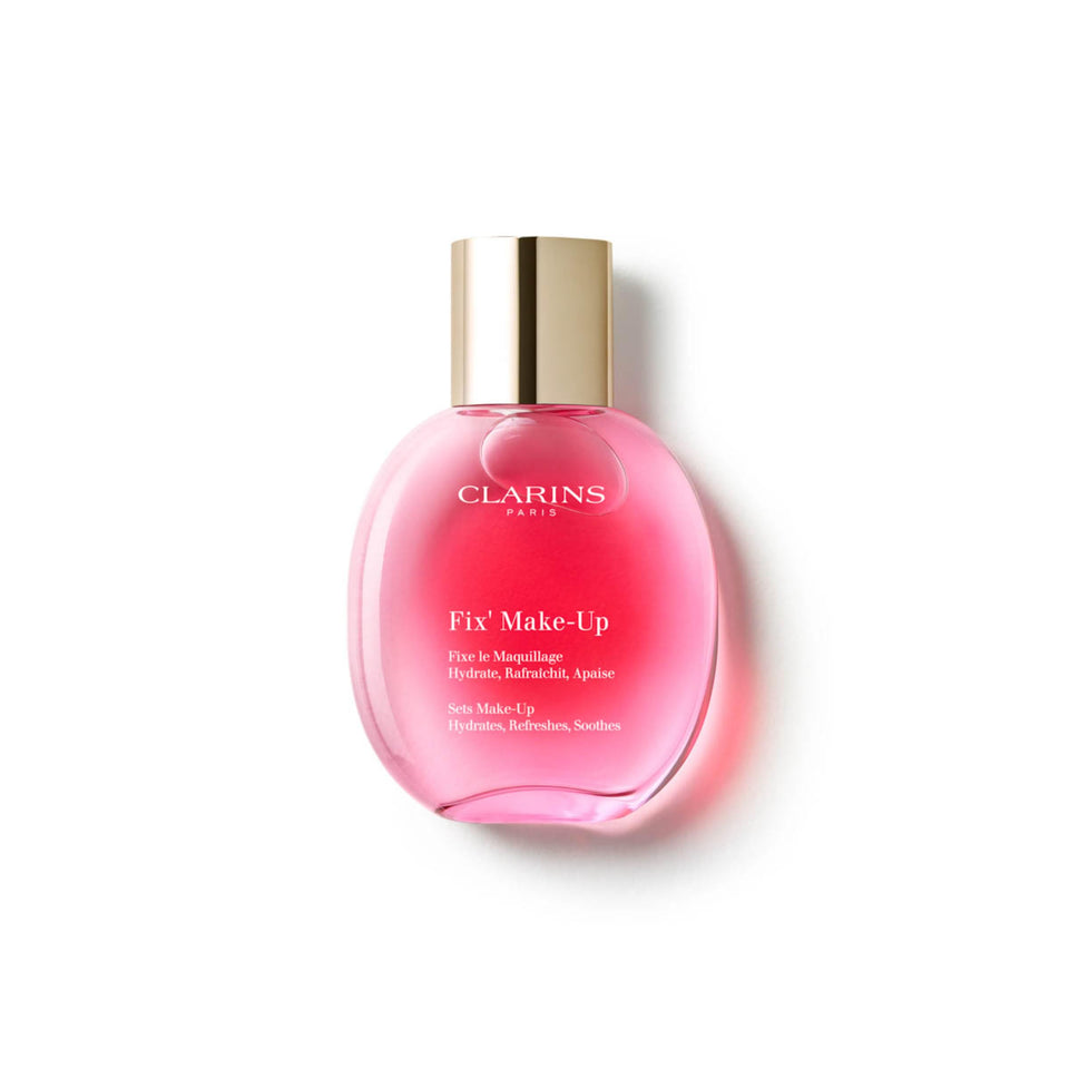 Clarins Fix Make-Up Setting Spray bottle pour for even, lightweight application.