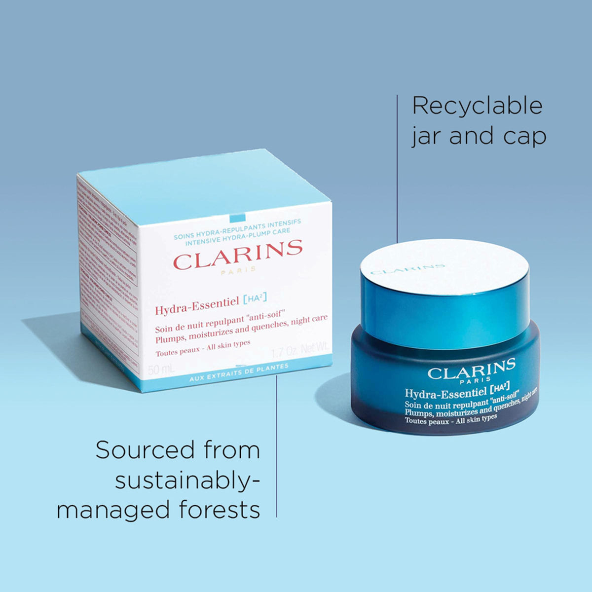 Clarins Hydra-Essentiel 1.7 oz jar close-up label