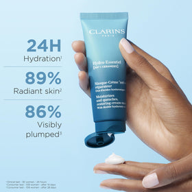 Clarins Hydra-Essentiel mask being spread on the face for even coverage