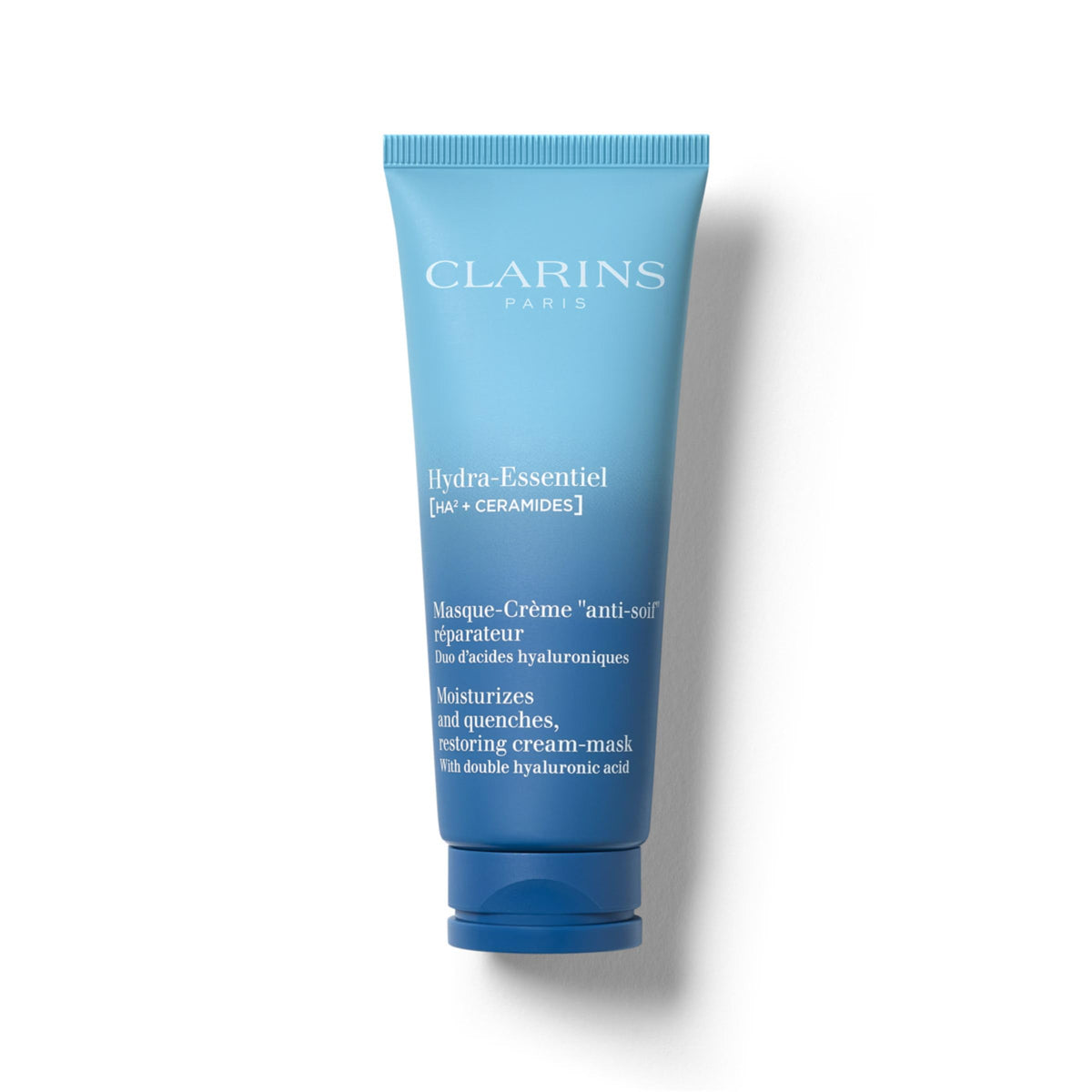 Clarins Hydra-Essentiel mask jar closeup highlighting deep hydration for all skin types