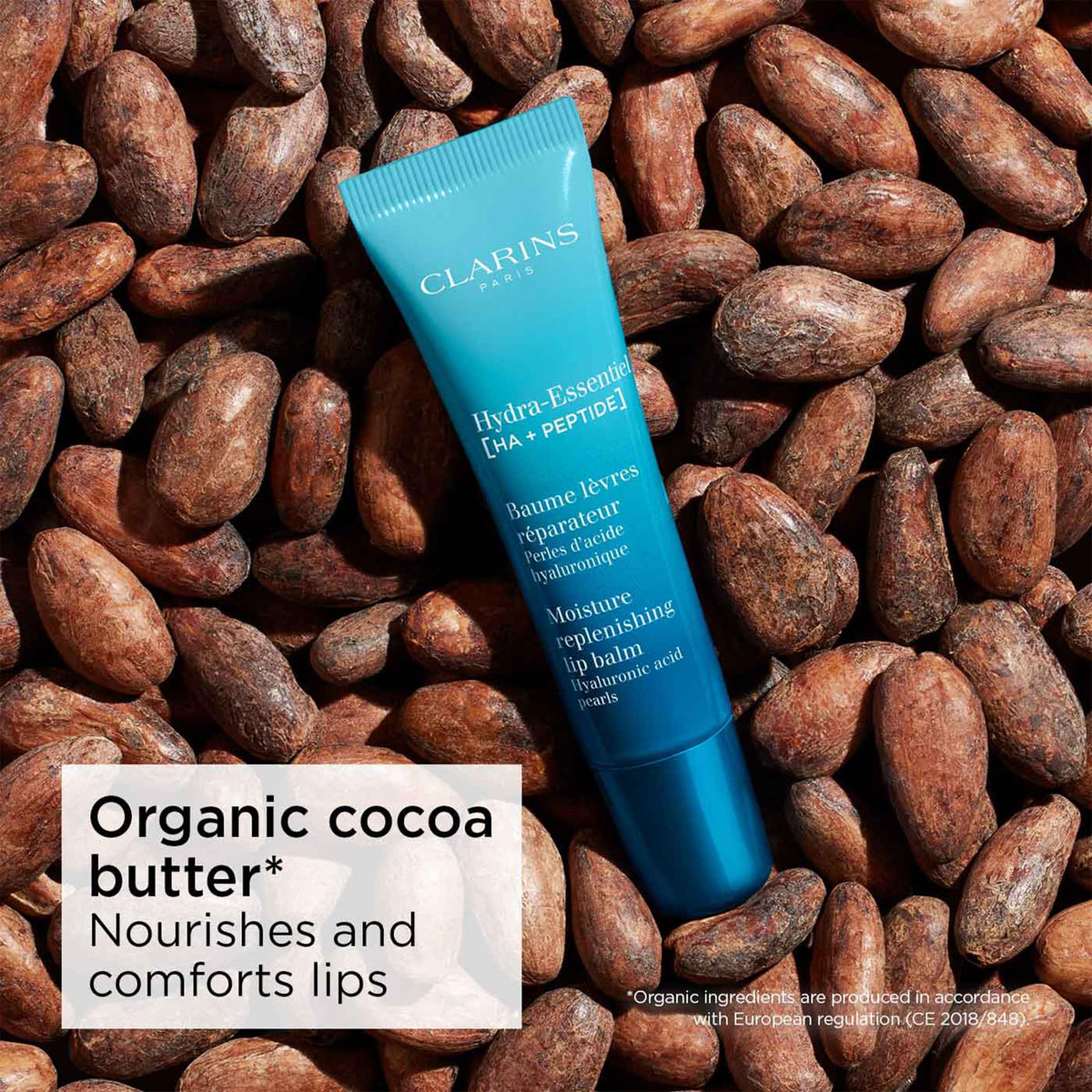 Clarins Hydra-Essentiel Lip Balm delivers rapid plump in 60 seconds.