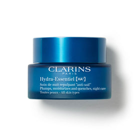 Clarins Hydra-Essentiel night cream jar close-up for intense overnight hydration