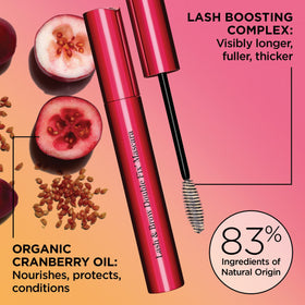 Clarins Lash & Brow Double Fix Mascara brush closeup for precise application.