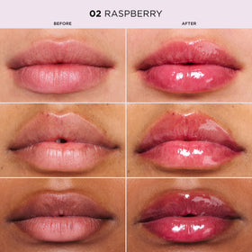 Clarins Lip Comfort Oil glossy swatch on the arm for quick shine.