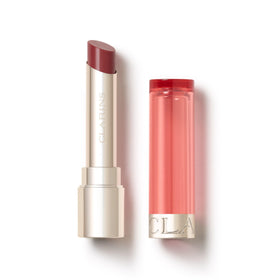 Clarins Lip Oil Balm Lychee swatch shows sheer shine and long-lasting hydration.