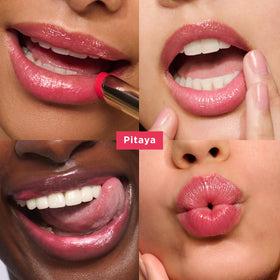 Lip close-up with Clarins Lip Oil Balm Pitaya glossy finish