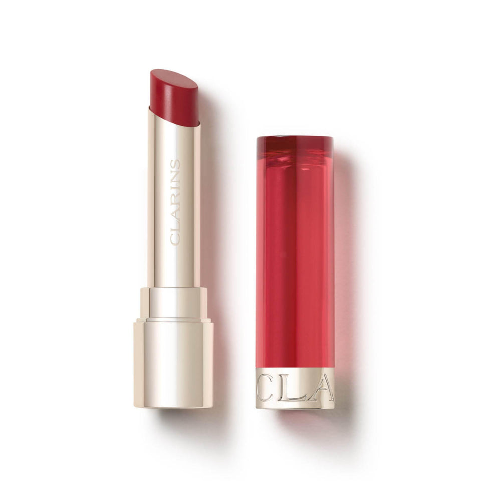 Clarins Lip Oil Balm shine-application highlights nourishing, natural gloss.