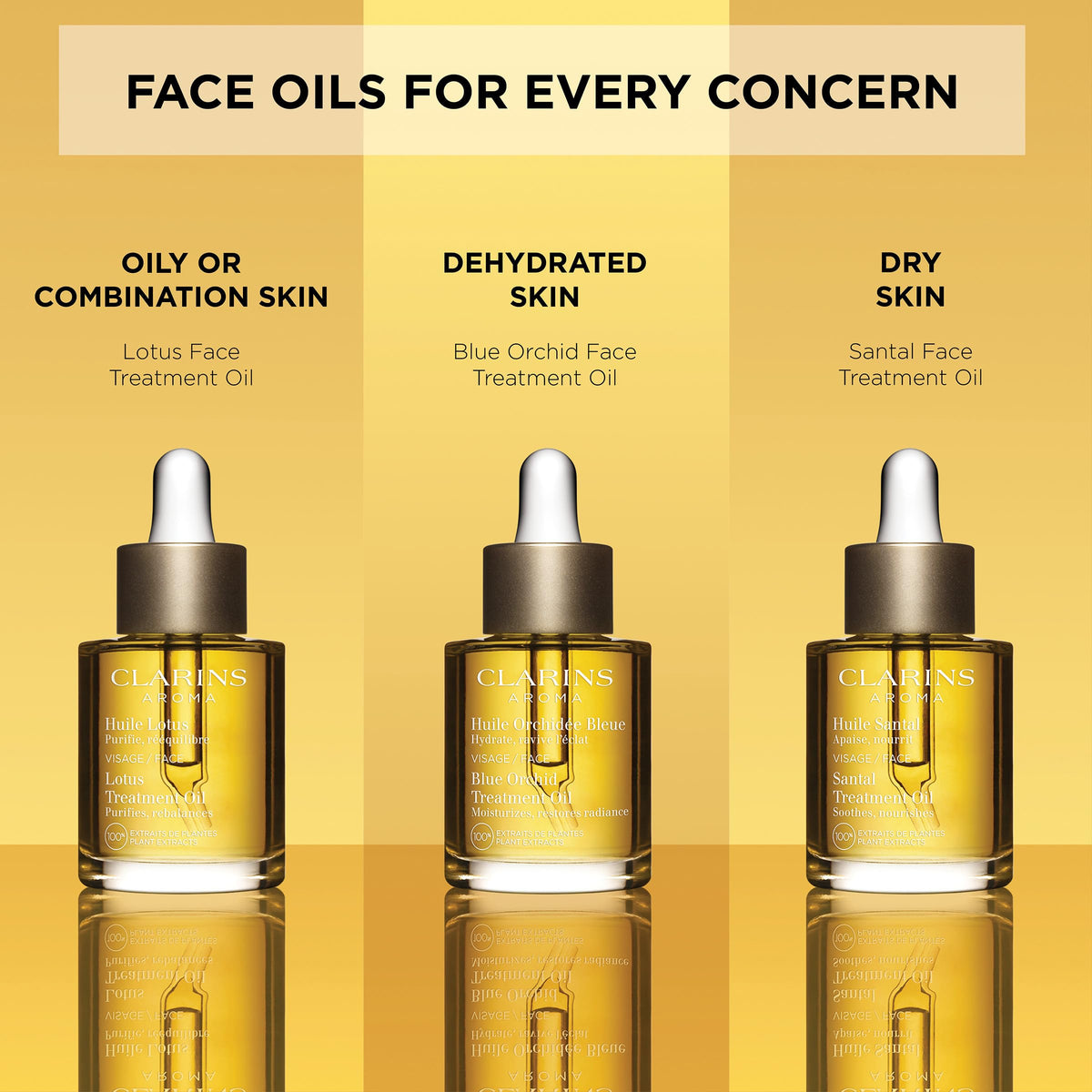 Clarins Lotus Face Oil Treatment premium packaging