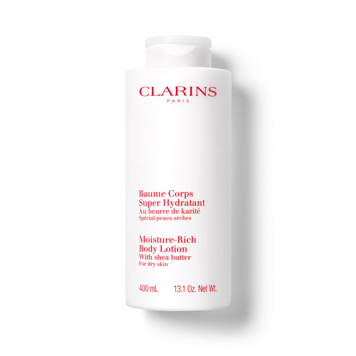 Clarins Moisture Rich Body Lotion bottle for lasting hydration