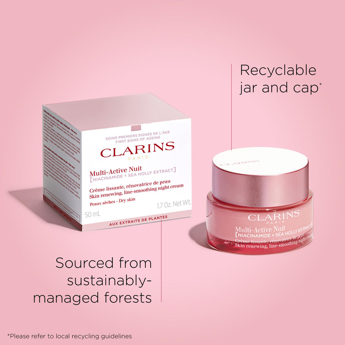 Clarins Multi-Active night moisturizer being applied with gentle motions