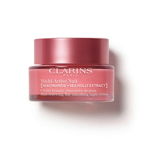 Clarins Multi-Active night moisturizer bottle front view signaling 24h hydration