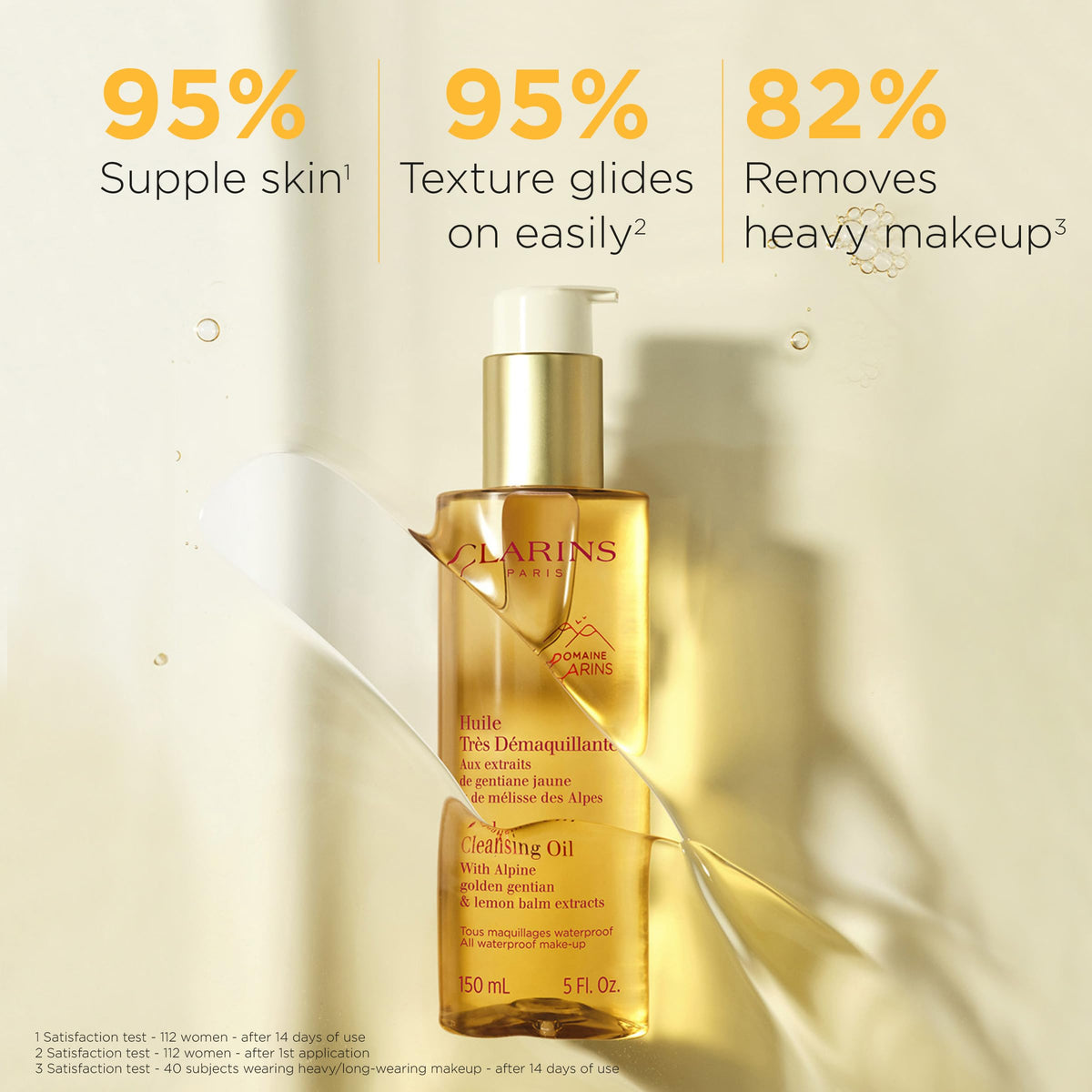 Texture of Clarins Total Cleansing Oil turning into silky milk with water.