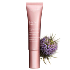 Clarins Total Eye Revive bottle with applicator demonstrates easy daily use