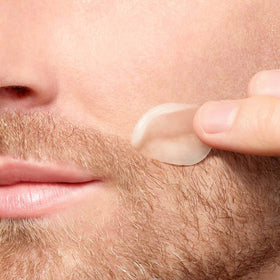 ClarinsMen After Shave Gel applied to skin shows calm, refreshed complexion.
