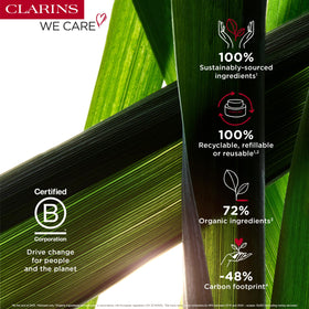 ClarinsMen bottle label emphasizes blackcurrant extract benefits.