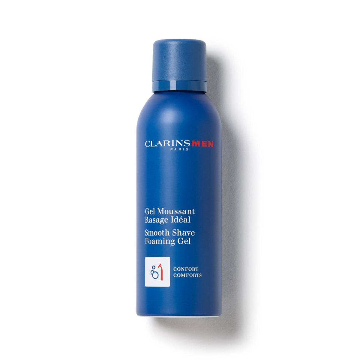 ClarinsMEN Smooth Shave Gel bottle front for a moisture-rich prep before shaving.