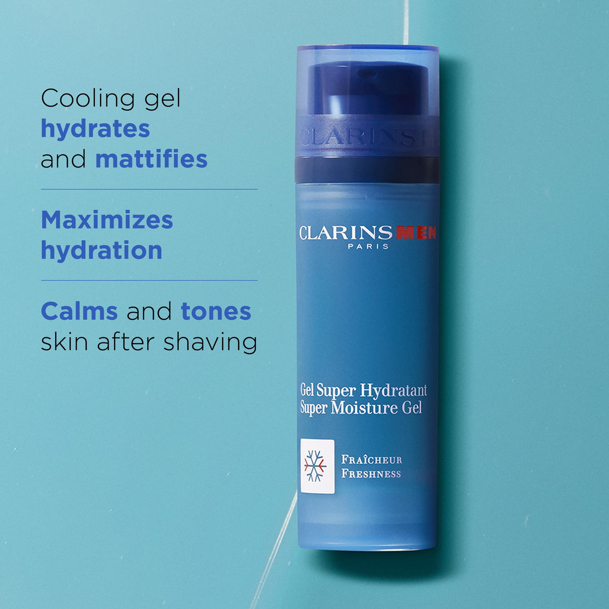 Clarins CLARINSMEN Super Moisture Gel cooling on skin during application