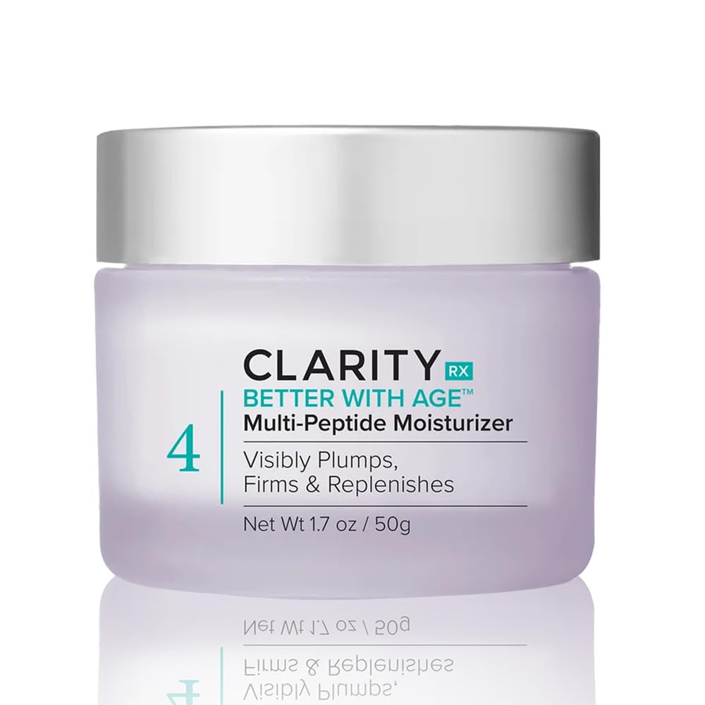 ClarityRx Better With Age bottle close-up highlighting peptide-powered firming