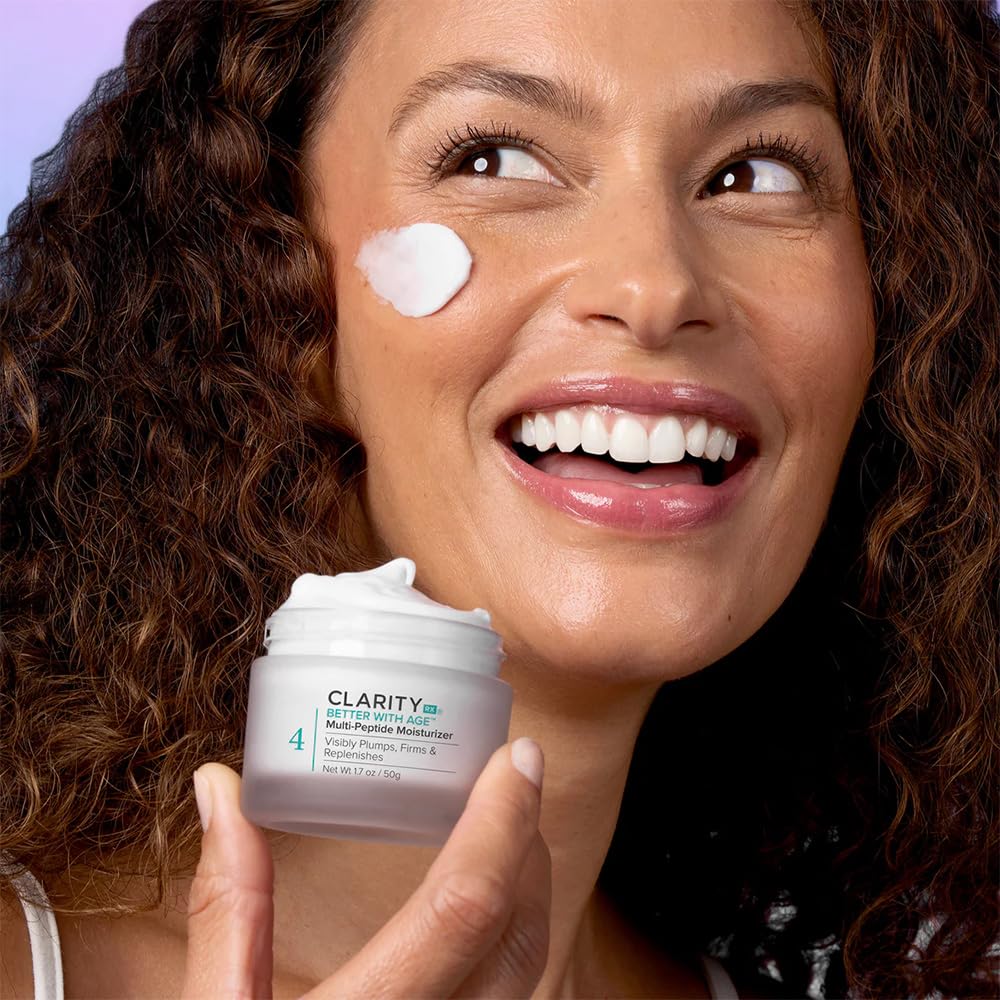 ClarityRx Better With Age peptide-ceramide blend applied to skin for hydration