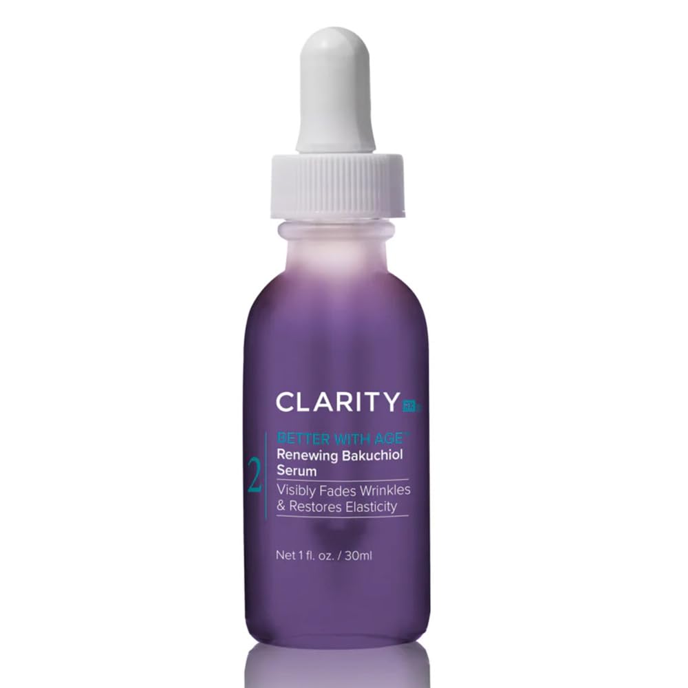ClarityRx Better With Age Bakuchiol serum pump bottle demonstrates gentle anti-aging benefits