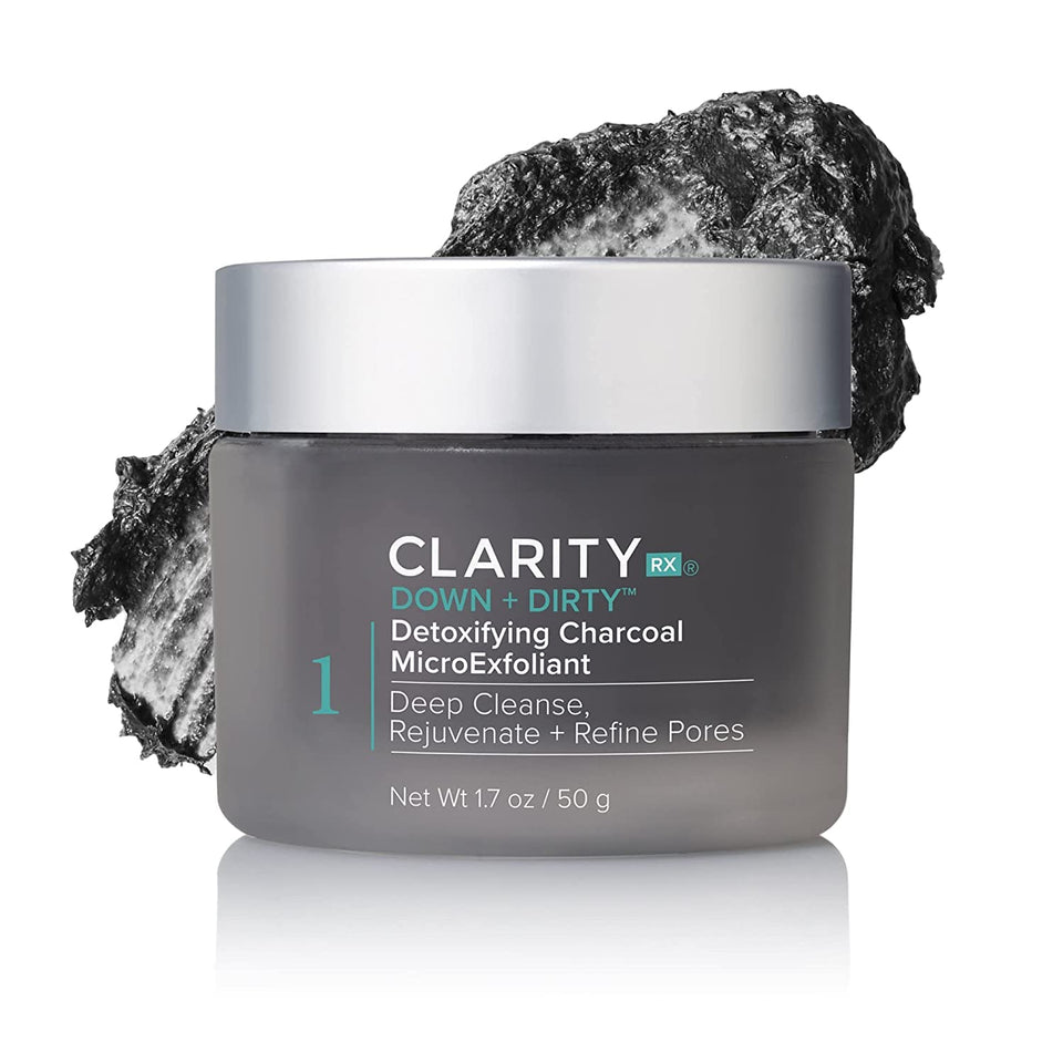 ClarityRx Down + Dirty bottle pouring cleanser for oily skin.
