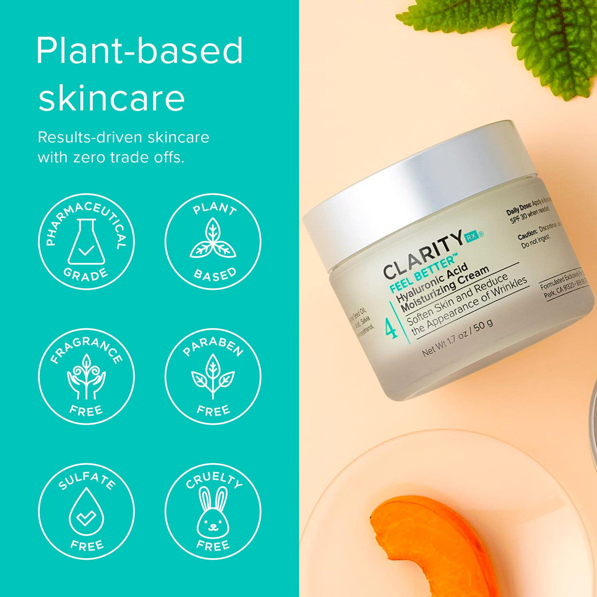 Soft dew on the skin after applying ClarityRx Feel Better moisturizer for a glow