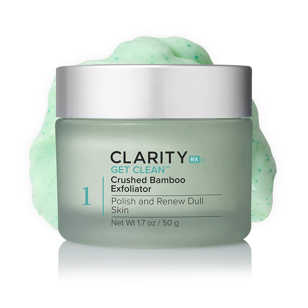 ClarityRx Get Clean exfoliating face wash bamboo scrub for brighter skin.