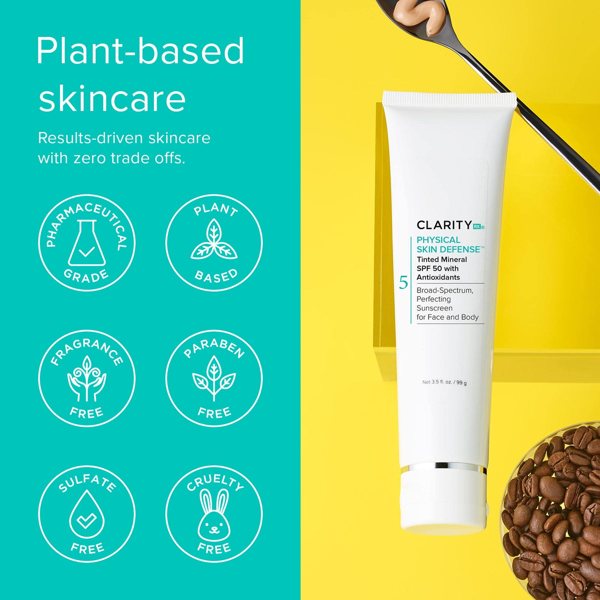 Water splash illustrating ClarityRx Physical Skin Defense water resistance.