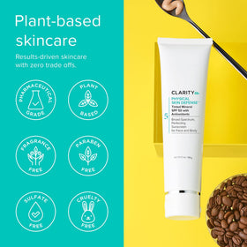 Water splash illustrating ClarityRx Physical Skin Defense water resistance.