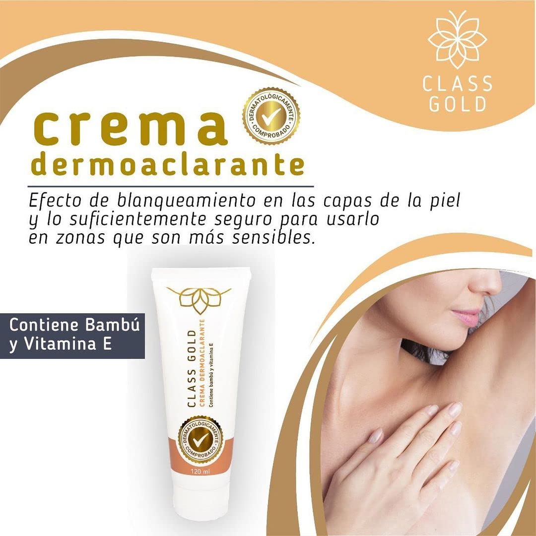 CLASS GOLD Dermoaclarante Cream being applied for even skin tone.