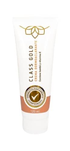 CLASS GOLD Dermoaclarante Cream bottle showing rapid depigmentation for treated areas.