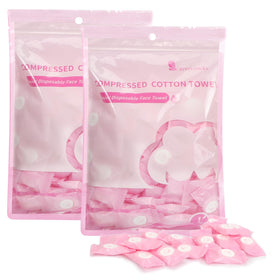 Classycoo compressed towel pack close-up, soft cotton texture for on-the-go cleansing.