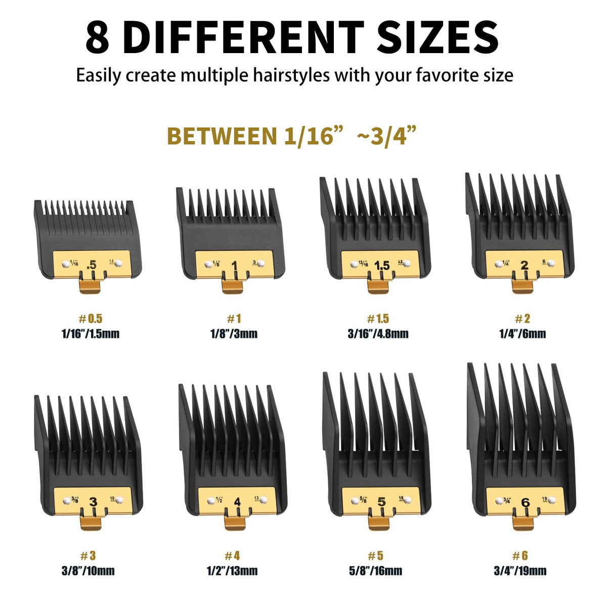 Clasura 8-pack clipper guards for 1/8 inch length; even trims