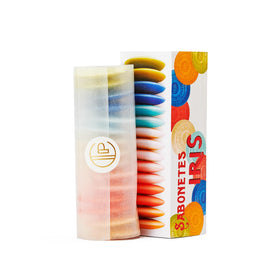 Claus Porto Iris box front view showing 15 soaps across seven fragrances.