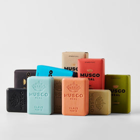 Claus Porto Musgo Real packaging box with soap displayed for gifting.