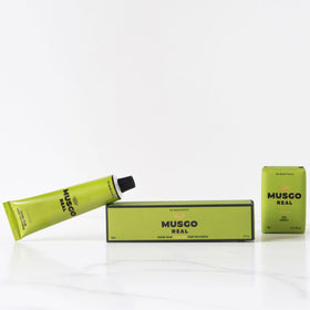 Claus Porto Musgo Real soap bar close-up highlighting rich lather.