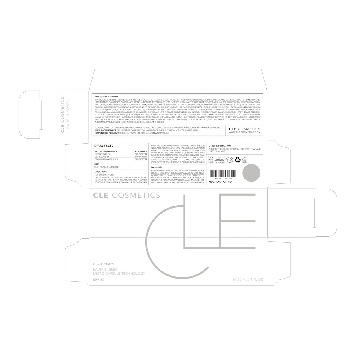 1 oz CLE CCC Cream bottle in travel-ready size