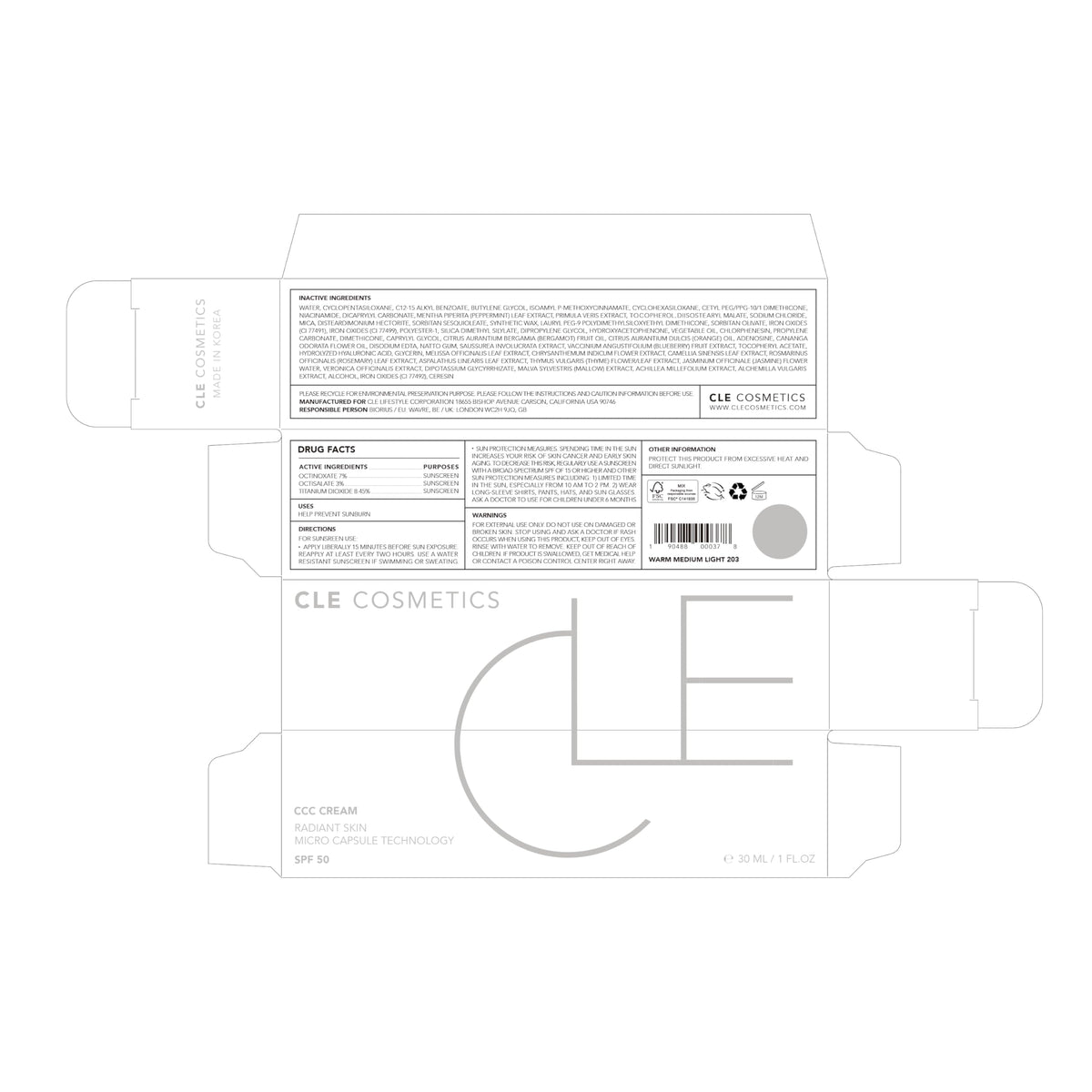 Cruelty-free, vegan, paraben-free CLE CCC Cream