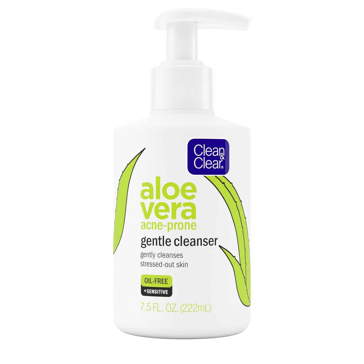 Hand applying Clean & Clear Aloe Vera Gentle Facial Cleanser for sensitive skin cleansing.