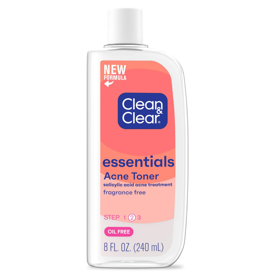 Clean & Clear Deep Cleaning Toner bottle pouring to control oil on skin.