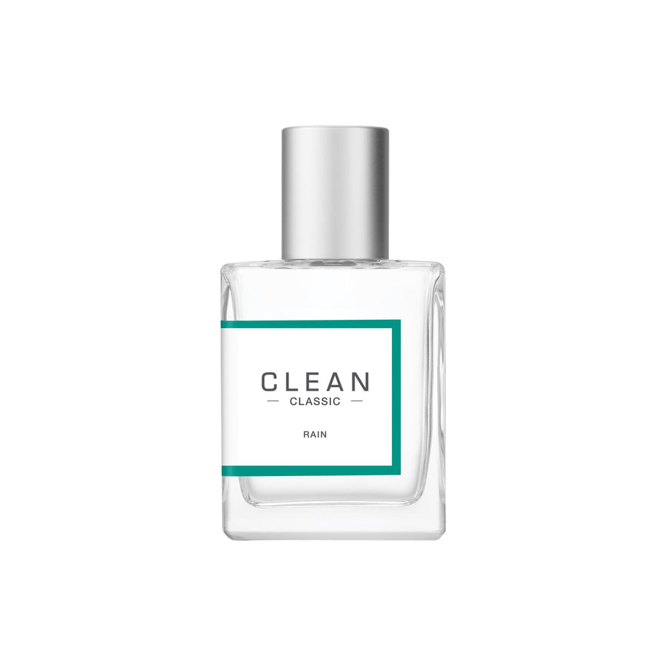 CLEAN CLASSIC Rain bottle shot highlighting dewy notes for everyday wear