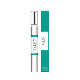 Clean Classic Rain bottle tilted reveals dewy floral hints and clean silhouette.