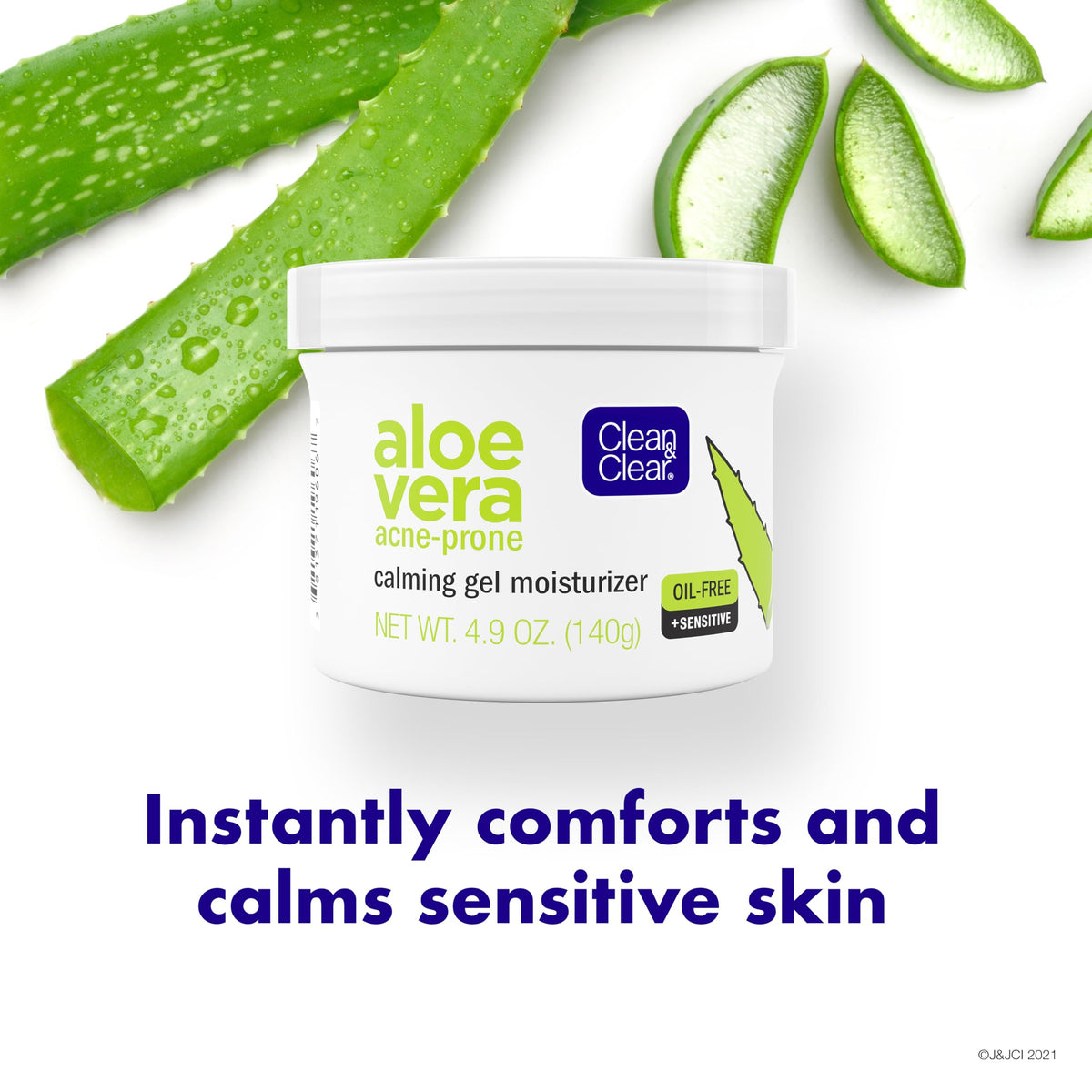 Applying Clean & Clear Aloe Vera Calming Gel as part of daily skincare routine.