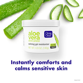 Applying Clean & Clear Aloe Vera Calming Gel as part of daily skincare routine.