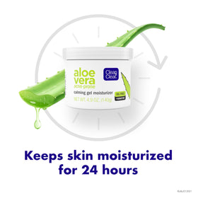 Display of Clean & Clear Aloe Vera Calming Gel with gentle aloe scent emphasis.